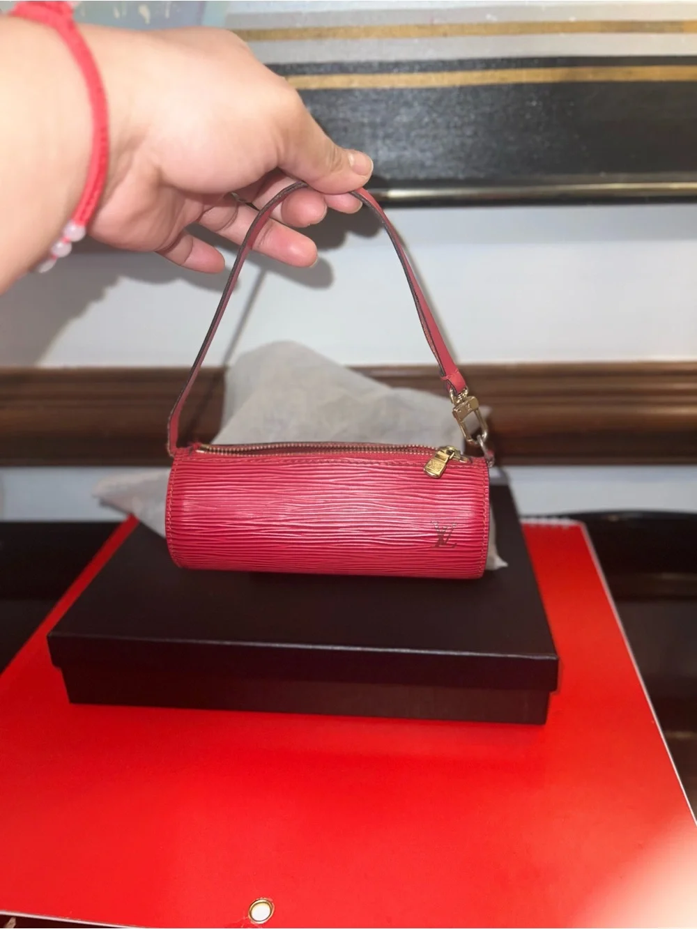 Louis Vuitton Red Epi Cylinder Mini (nano)Bag